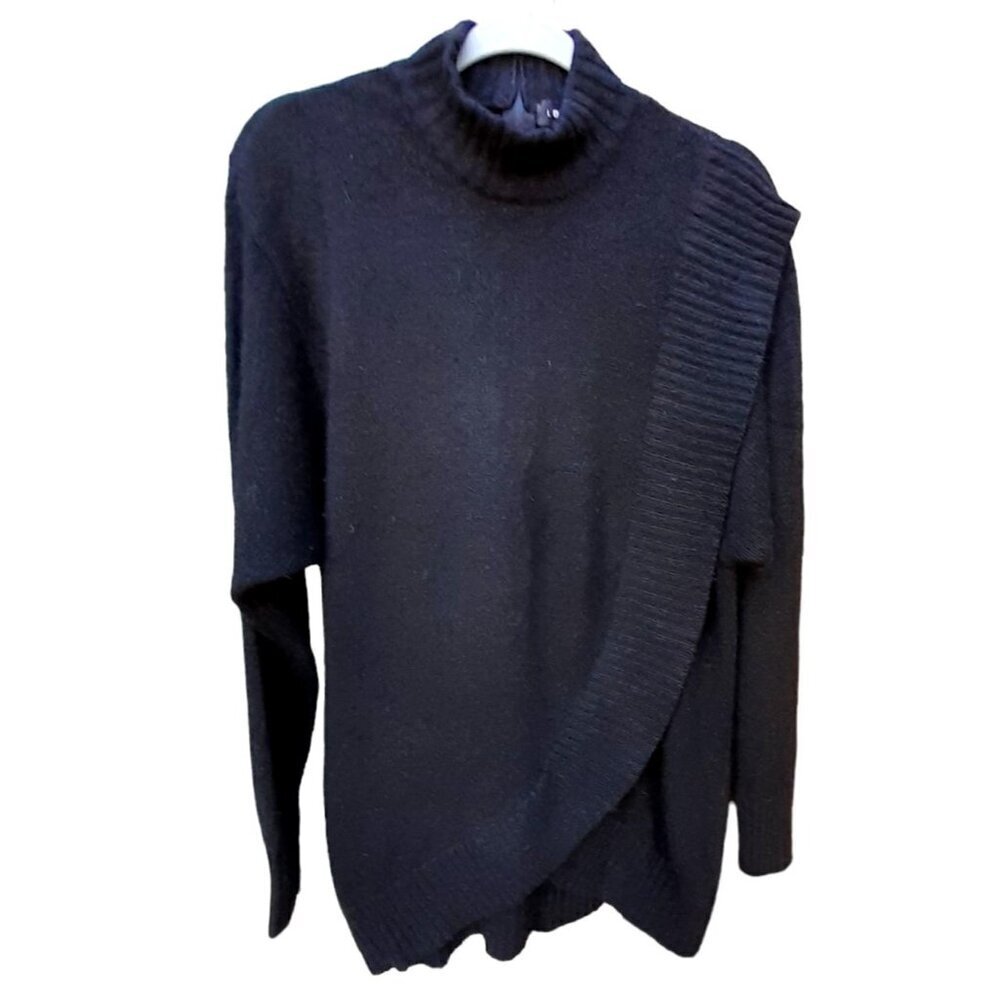 Vintage Womens Size Large Luxury Draped Silk Angora Sweater Black